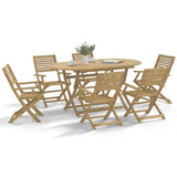 7 Piece Garden Dining Set Solid Wood Acacia