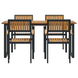 Garden Dining Set 5 pcs Black and brown