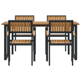 Garden Dining Set 5 pcs Black and brown - Close-Up Angle