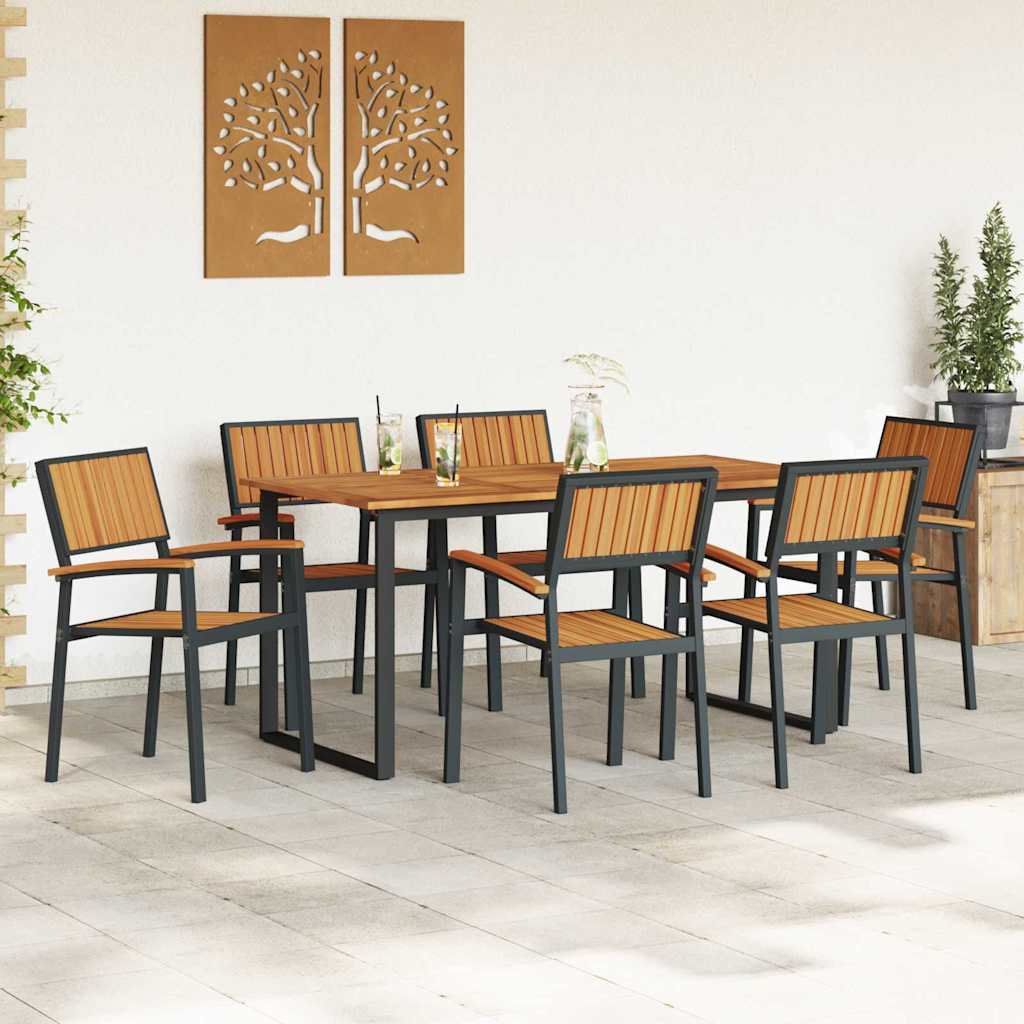 Garden Dining Set 7 pcs Black and brown