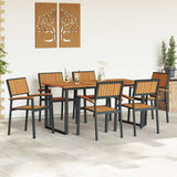 Garden Dining Set 7 pcs Black and brown - Top-Down View