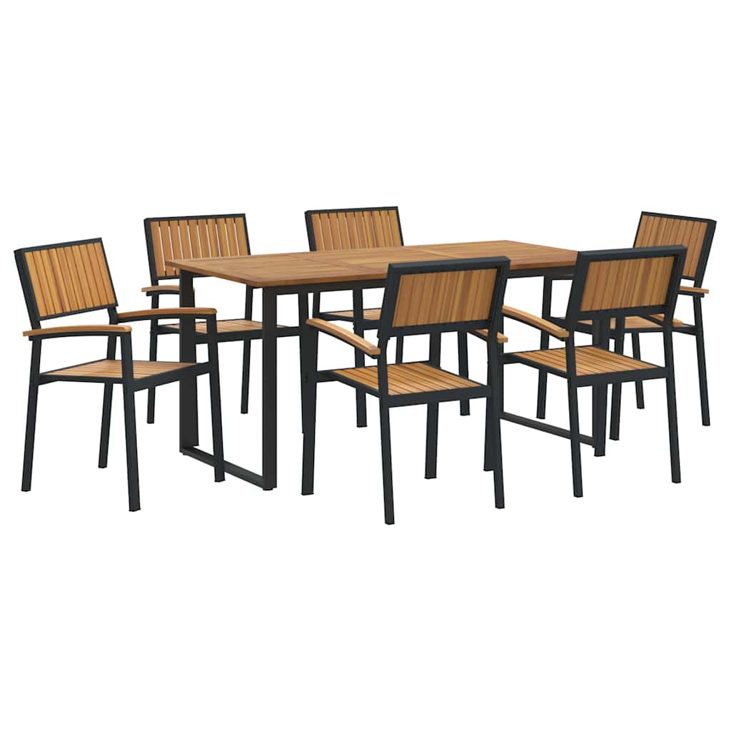 Garden Dining Set 7 pcs Black and brown
