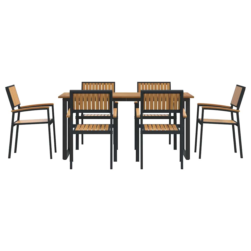Garden Dining Set 7 pcs Black and brown