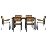 Garden Dining Set 7 pcs Black and brown - Close-Up Angle