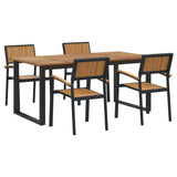 Garden Dining Set 5 pcs Black Solid Acacia Wood