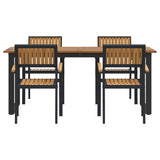 Garden Dining Set 5 pcs Black Solid Acacia Wood