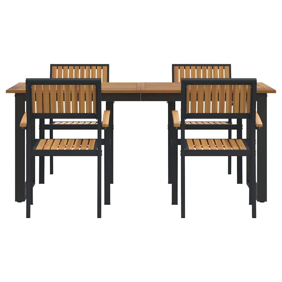 Garden Dining Set 5 pcs Black Solid Acacia Wood