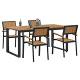 Garden Dining Set 5 pcs Black Solid Acacia Wood - Side View