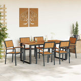 Garden Dining Set 7 pcs Black and brown 180 x 90 x 75 cm - Top-Down View