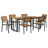 Garden Dining Set 7 pcs Black and brown
