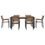 Garden Dining Set 7 pcs Black and brown