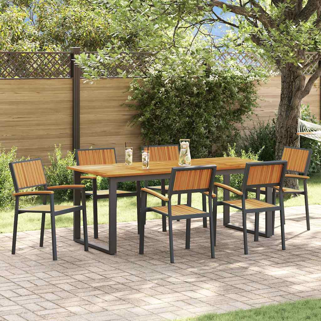 Garden Dining Set 7 pcs Black and brown