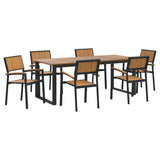 Garden Dining Set 7 pcs Black and brown - Front View