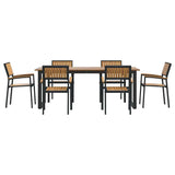 Garden Dining Set 7 pcs Black and brown