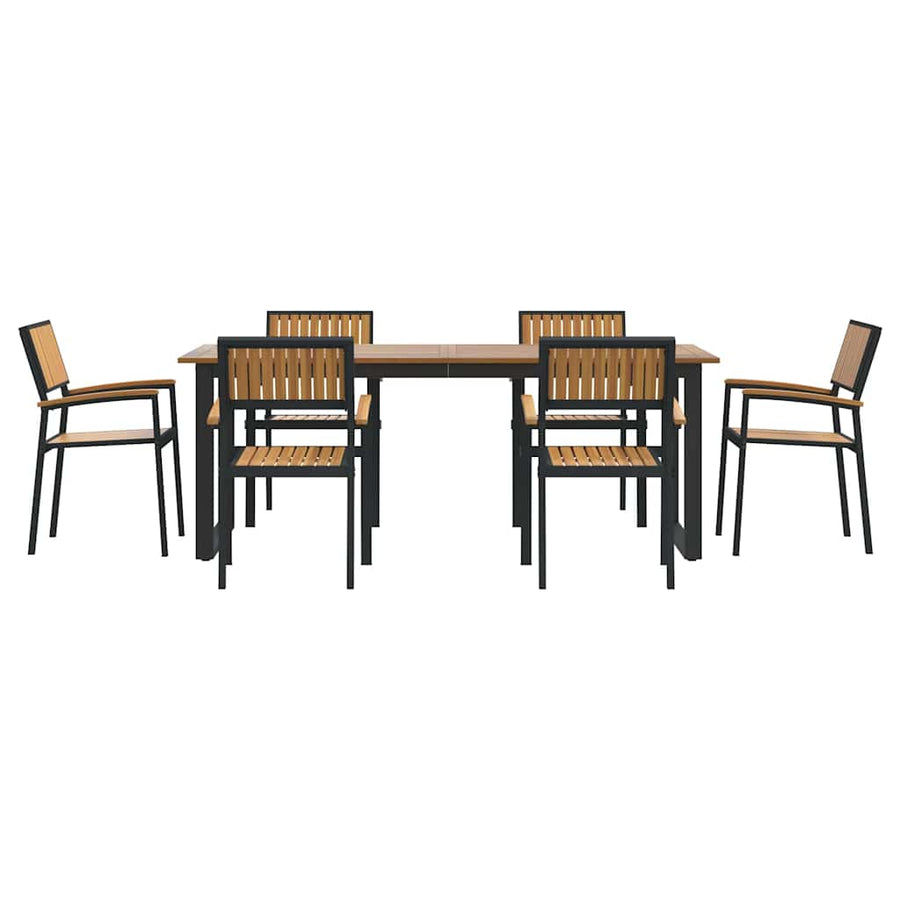 Garden Dining Set 7 pcs Black Solid Acacia Wood