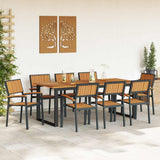 Garden Dining Set 9 pcs Black Solid Acacia Wood - Top-Down View