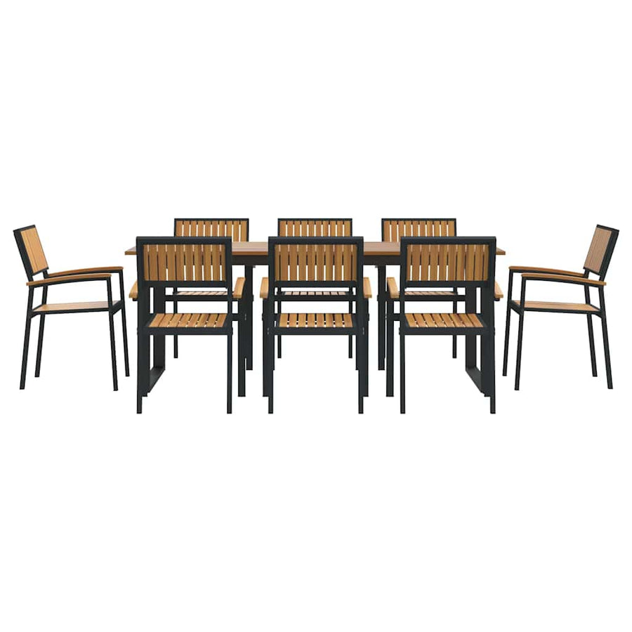 Garden Dining Set 9 pcs Black 200 x 90 x 75 cm