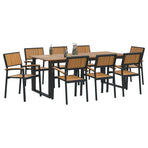 Garden Dining Set 9 pcs Black 200 x 90 x 75 cm