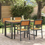 Garden Dining Set 5 pcs Black Solid Acacia Wood
