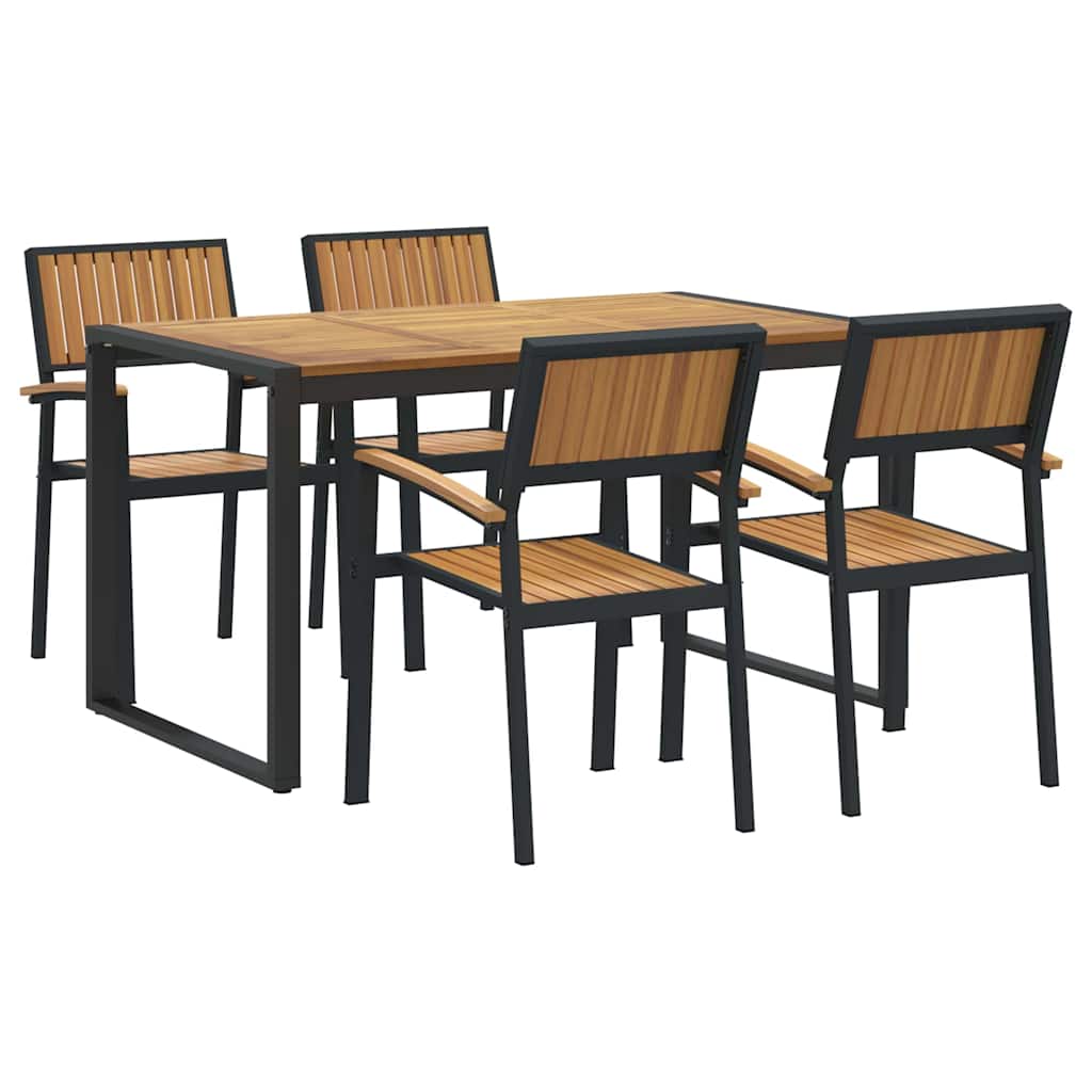 Garden Dining Set 5 pcs Black and brown