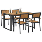 Garden Dining Set 5 pcs Black Solid Acacia Wood