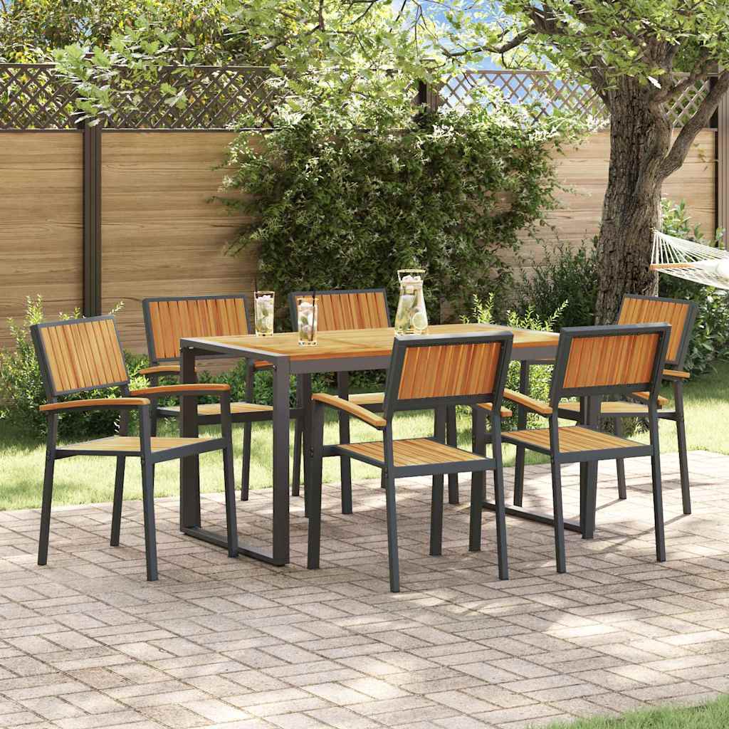 Garden Dining Set 7 pcs Black and brown