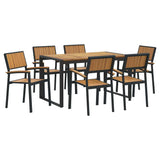 Garden Dining Set 7 pcs Black and brown