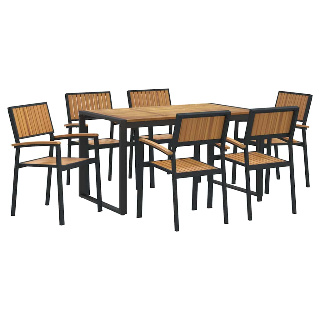 Garden Dining Set 7 pcs Black and brown