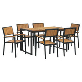 Garden Dining Set 7 pcs Black and brown - Front View