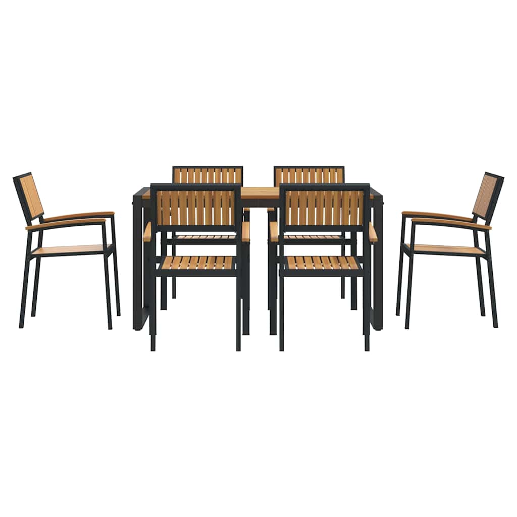 Garden Dining Set 7 pcs Black and brown