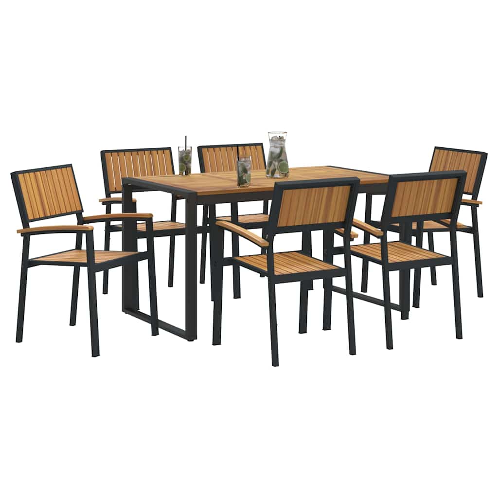 Garden Dining Set 7 pcs Black and brown