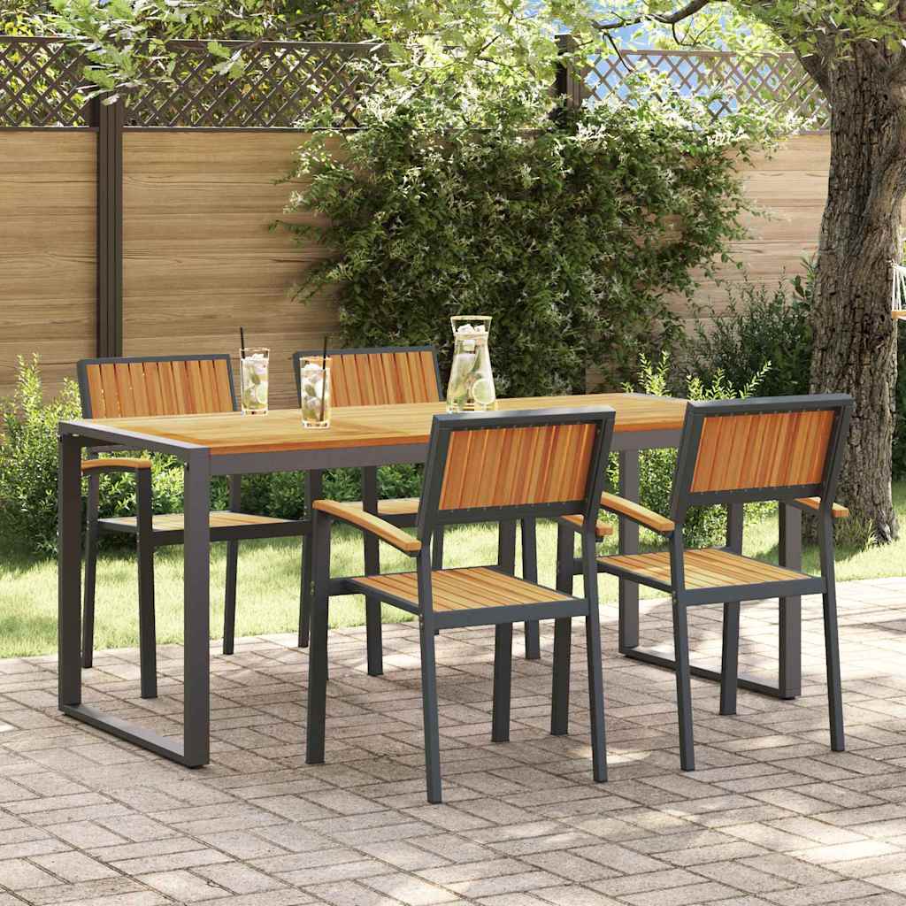 Garden Dining Set 5 pcs Black and brown