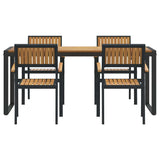 Garden Dining Set 5 pcs Black and brown - Close-Up Angle