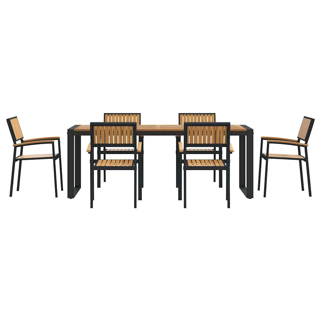 Garden Dining Set 7 pcs Black and brown