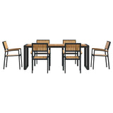Garden Dining Set 7 pcs Black and brown - Close-Up Angle