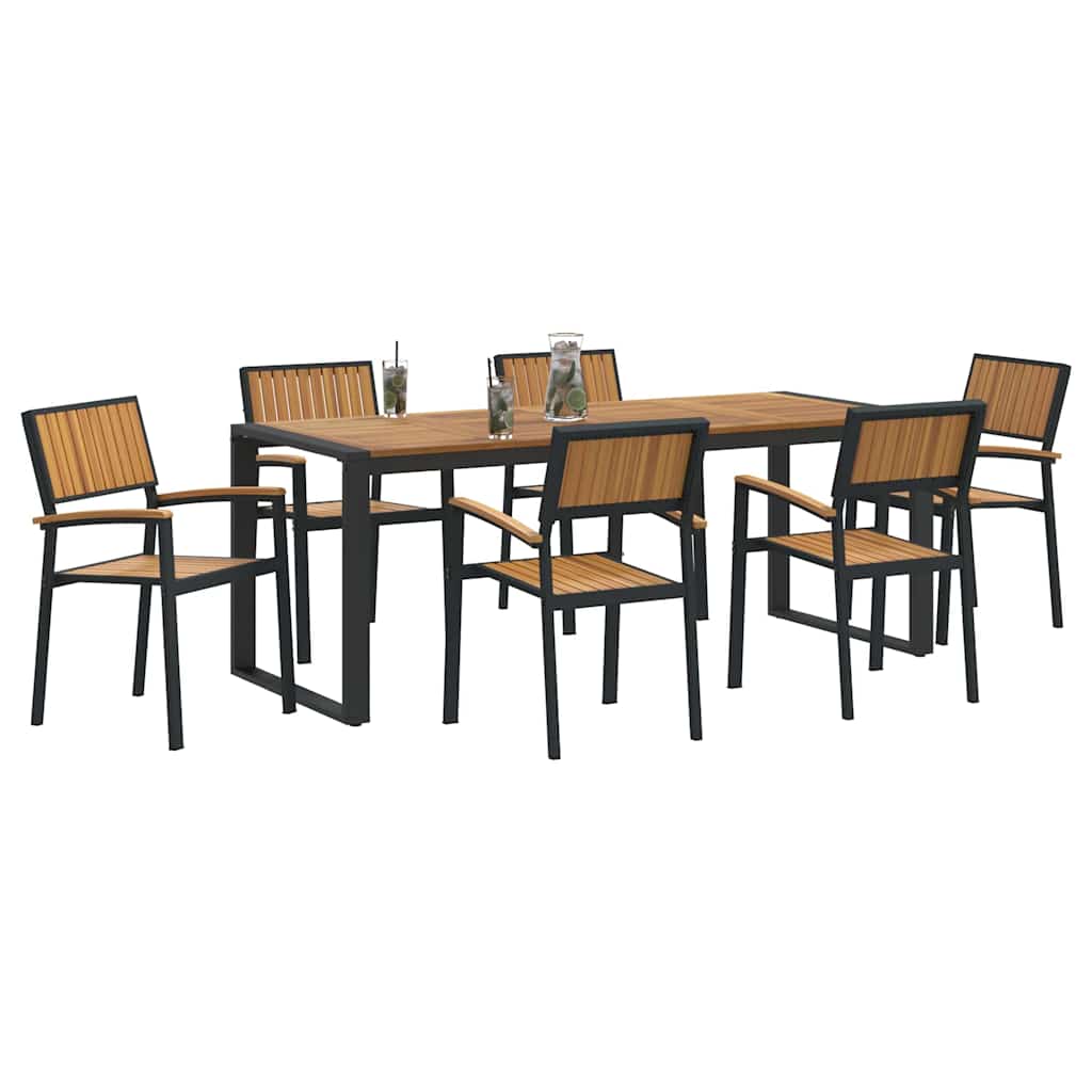 Garden Dining Set 7 pcs Black and brown