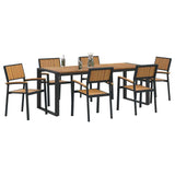 Garden Dining Set 7 pcs Black and brown - Side View