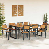Garden Dining Set 9 pcs Black Solid Acacia Wood
