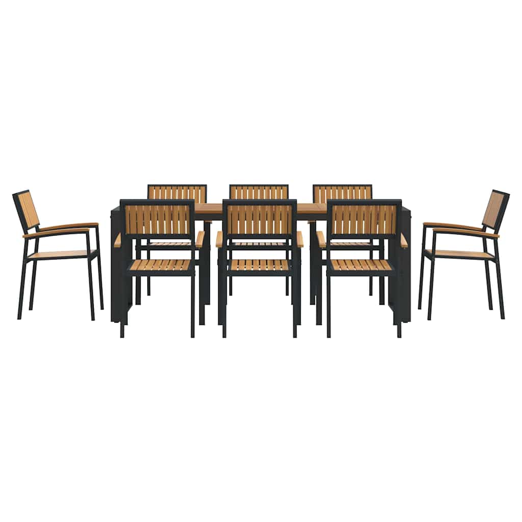 Garden Dining Set 9 pcs Black Solid Acacia Wood