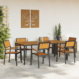 Garden Chair 6 pcs Brown 56 x 57 x 87cm Solid Acacia wood - Side View