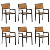 Garden Chair 6 pcs Brown 56 x 57 x 87cm Solid Acacia wood - Front View