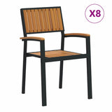 Garden Chair 8 pcs Brown 56 x 57 x 87cm Solid Acacia wood - Front View