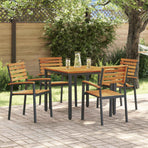 Garden Dining Set 5 pcs Black Solid Acacia Wood