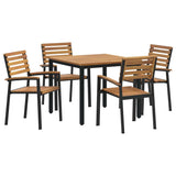 Garden Dining Set 5 pcs Black and brown - Front View