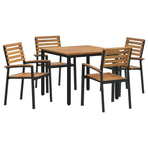 Garden Dining Set 5 pcs Black Solid Acacia Wood