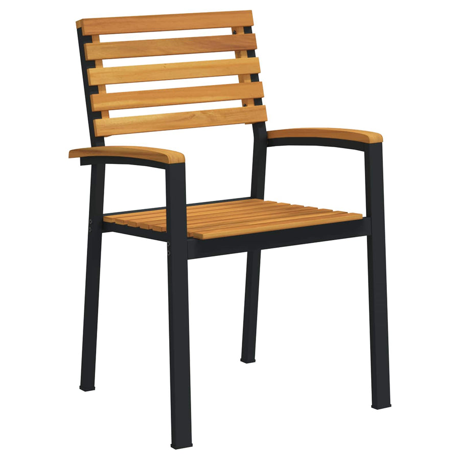 Garden Dining Set 5 pcs Black Solid Acacia Wood