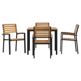 Garden Dining Set 5 pcs Black and brown - Close-Up Angle