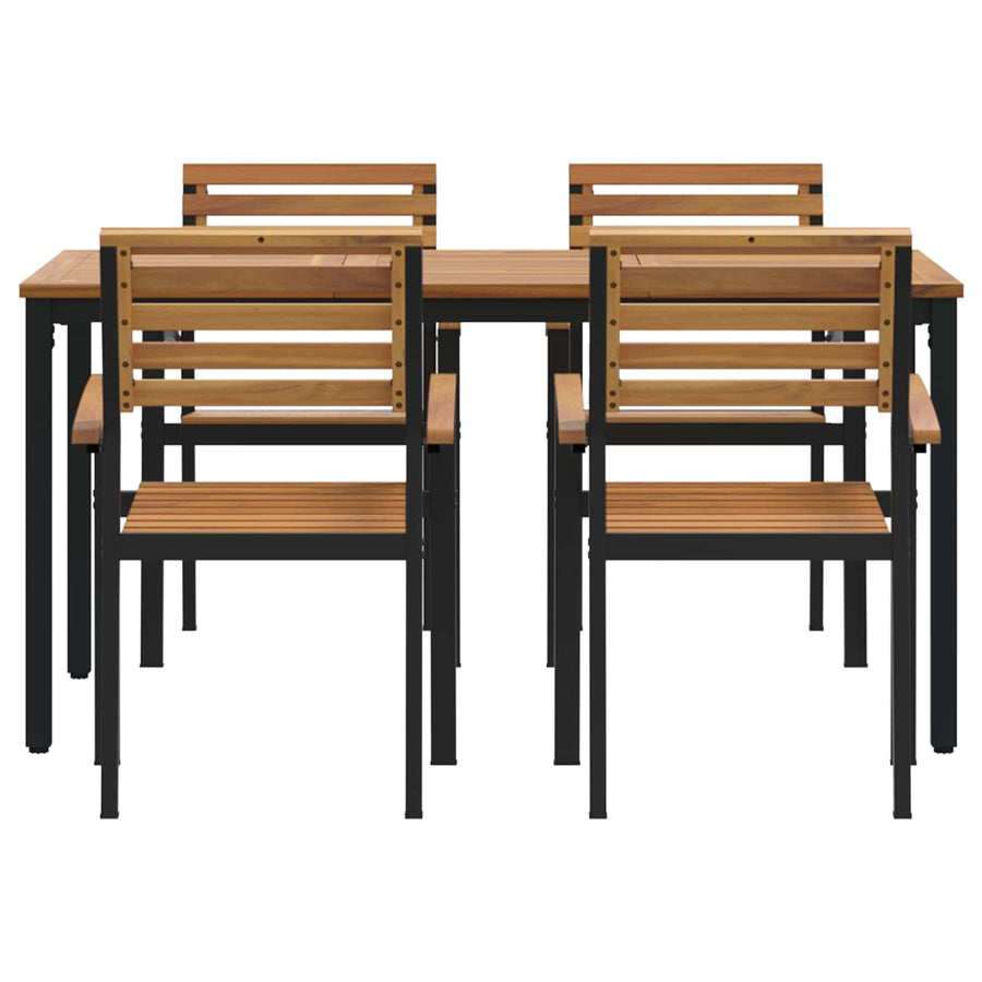Garden Dining Set 5 pcs Black Solid Acacia Wood