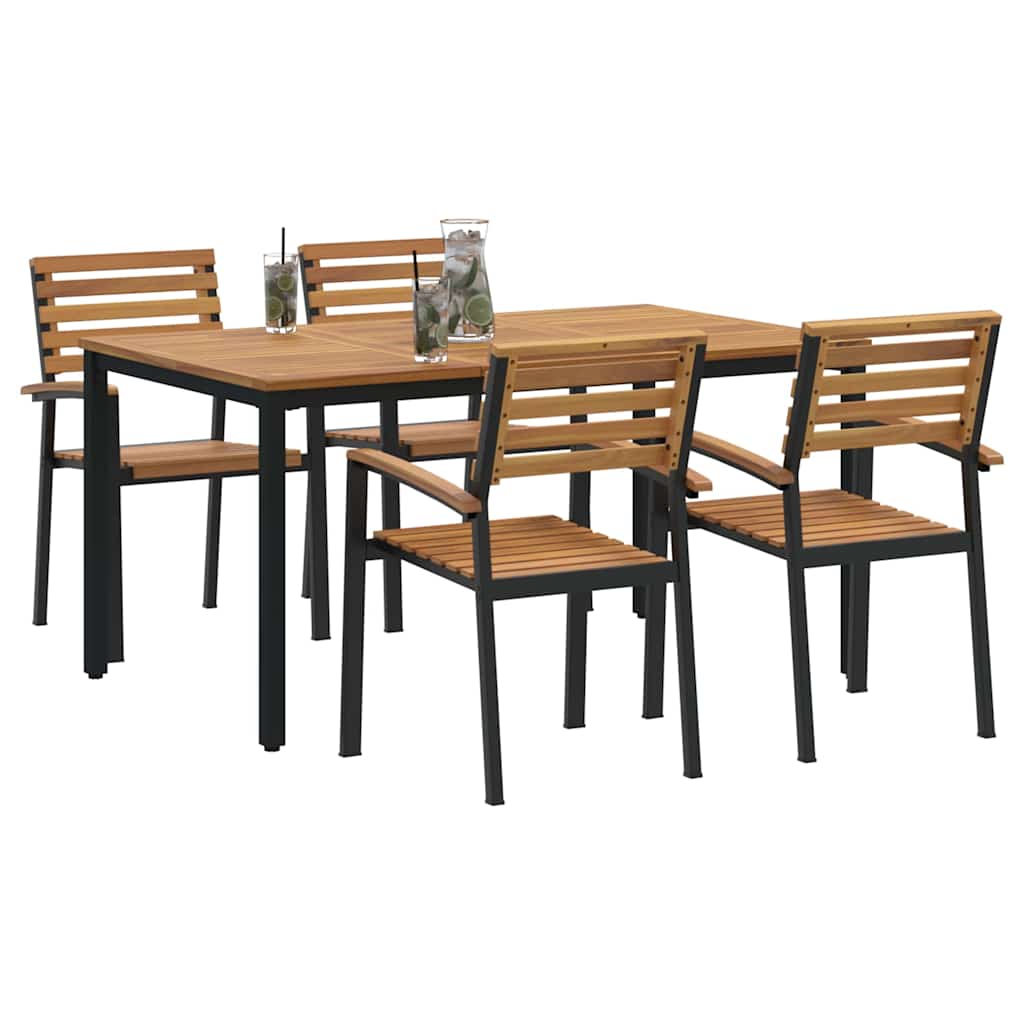 Garden Dining Set 5 pcs Black and brown
