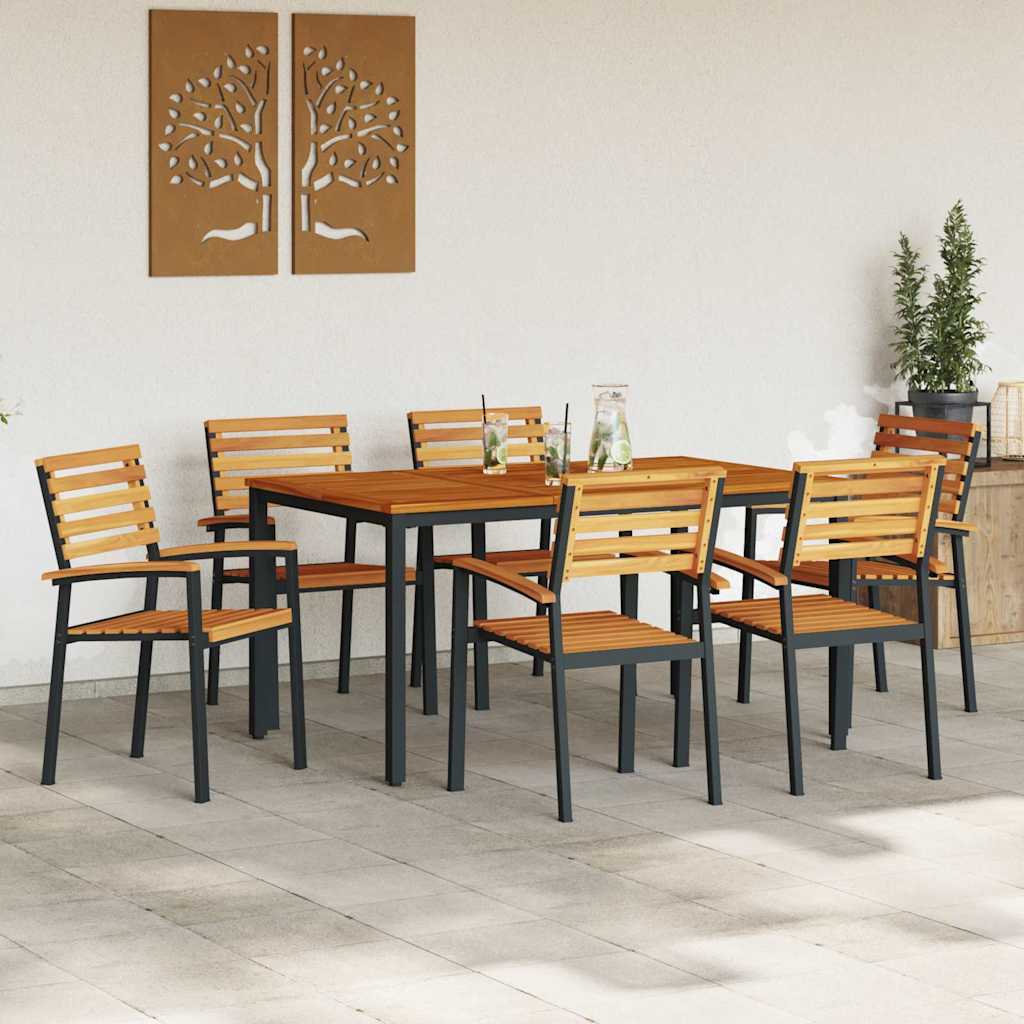 Garden Dining Set 7 pcs Black and brown